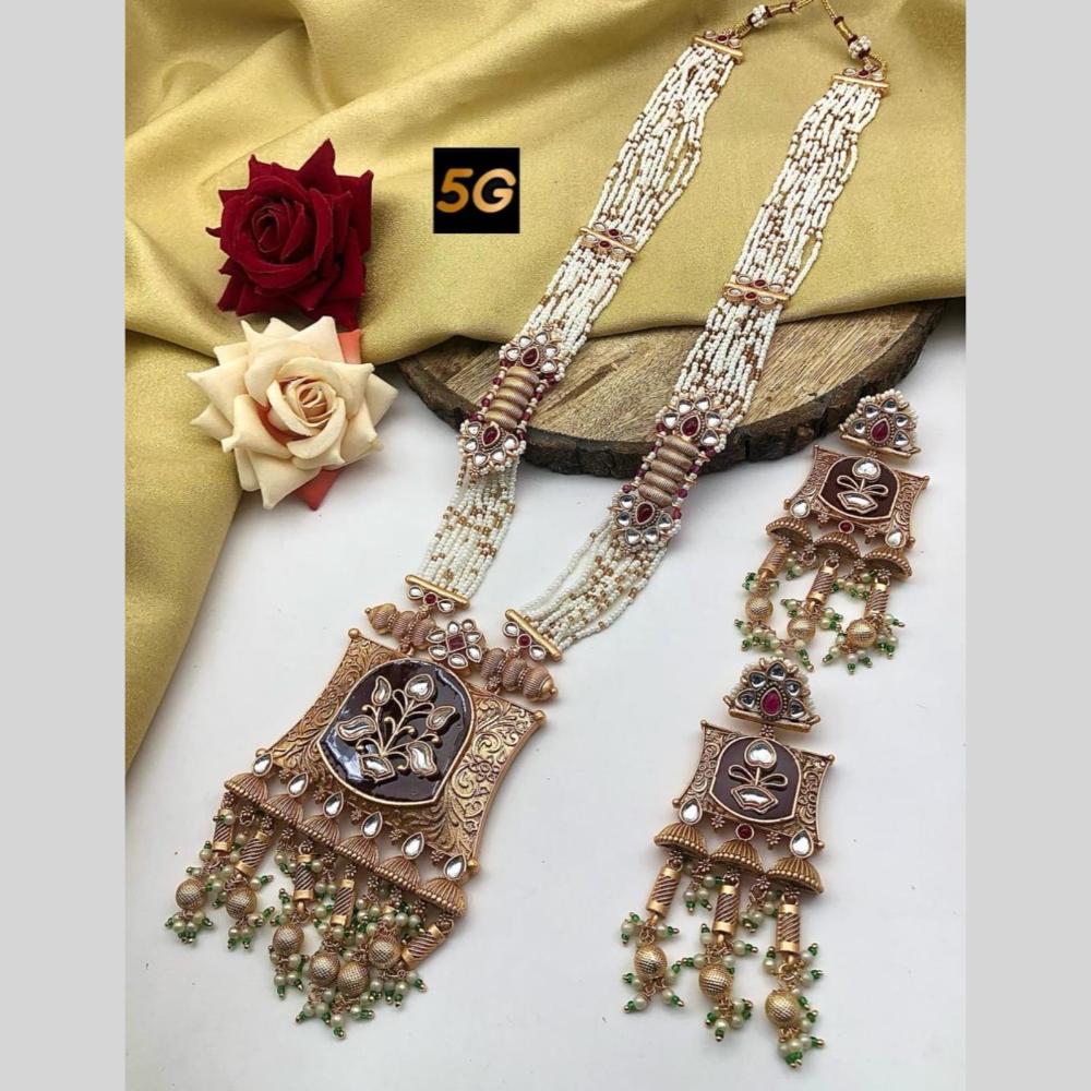 Manisha Jewellery Ethnic Radance Gold Plated Kundan Beads And Pearl Long Necklace Set