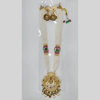 Manisha Jewellery Royal Glow Gold Plated Pota Stone And Pearl Necklace Set