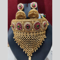 Manisha Jewellery Royal Charm Gold Plated Pota Stone Choker Necklace Set