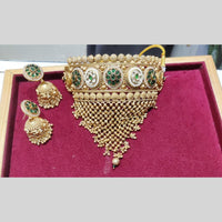 Manisha Jewellery Royal Charm Gold Plated Pota Stone Choker Necklace Set