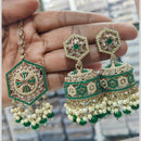 Manisha Jewellery Charming Gold Plated Crytsal Stone And Pearls Jhumki Earrings with Mangtikka