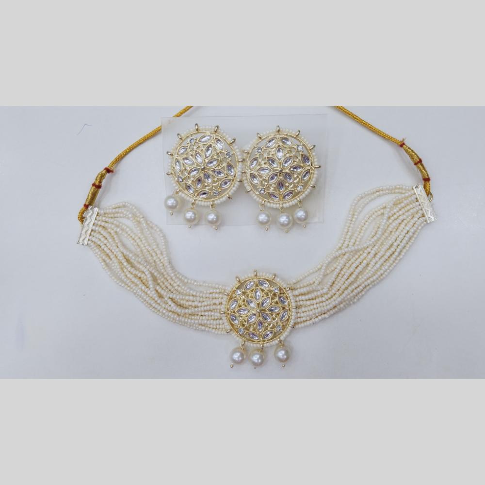 Manisha Jewellery Gold Plated Royal Kundan & Pearl Bride Choker Necklace Set