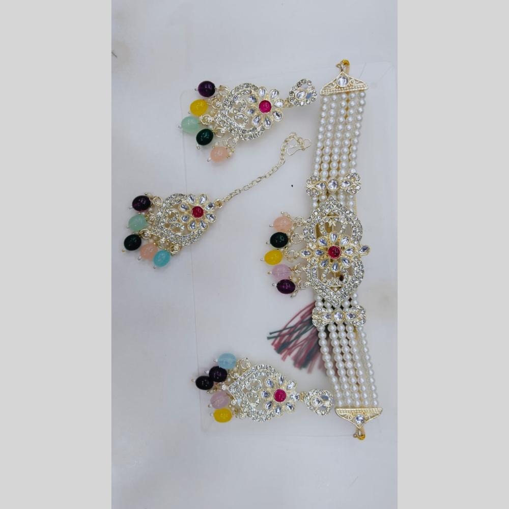 Manisha Jewellery Gold Plated Royal Kundan & Pearl Bride Choker Necklace Set