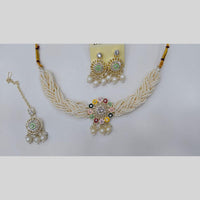 Manisha Jewellery Gold Plated Royal Austrain Stone & Pearl Bride Choker Necklace Set
