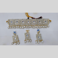 Manisha Jewellery Gold Plated Royal Crystal Stone & Pearl Bride Choker Necklace Set