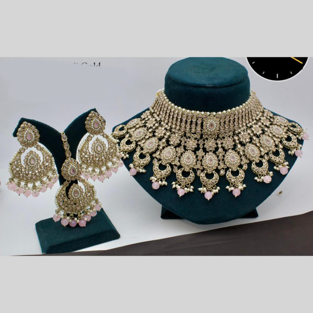 Manisha Jewellery Ethnic Gold Plated Crystal and Beads Perfect for Weddings and Cultural Events Choker Necklace Set