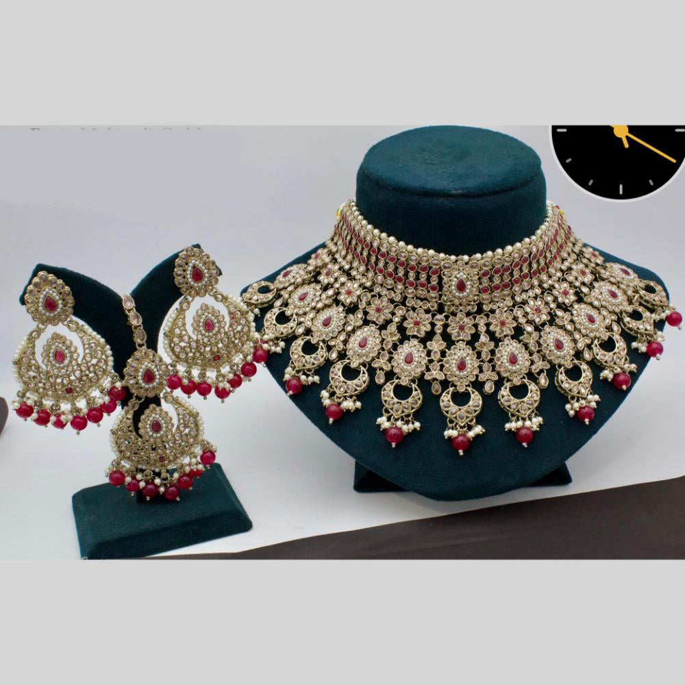 Manisha Jewellery Ethnic Gold Plated Crystal and Beads Perfect for Weddings and Cultural Events Choker Necklace Set
