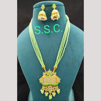 Manisha Jewellery Gold Plated Kundan Stone And Beads Meenakari Necklace Set