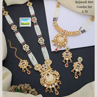 Manisha Jewellery Gold Plated Pota Stone And Pearl Combo Set