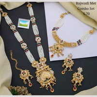 Manisha Jewellery Gold Plated Pota Stone And Pearl Combo Set