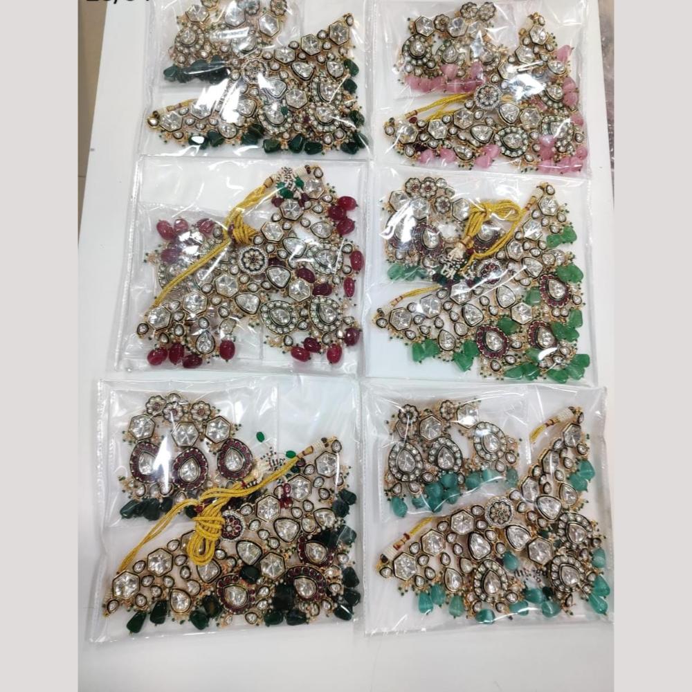 Manisha Jewellery Gold Plated Kundan Stone And Beads Choker Necklace Set