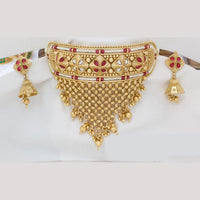 Manisha Jewellery Gold Plated Pota Stone And Ghungroo Choker Necklace Set