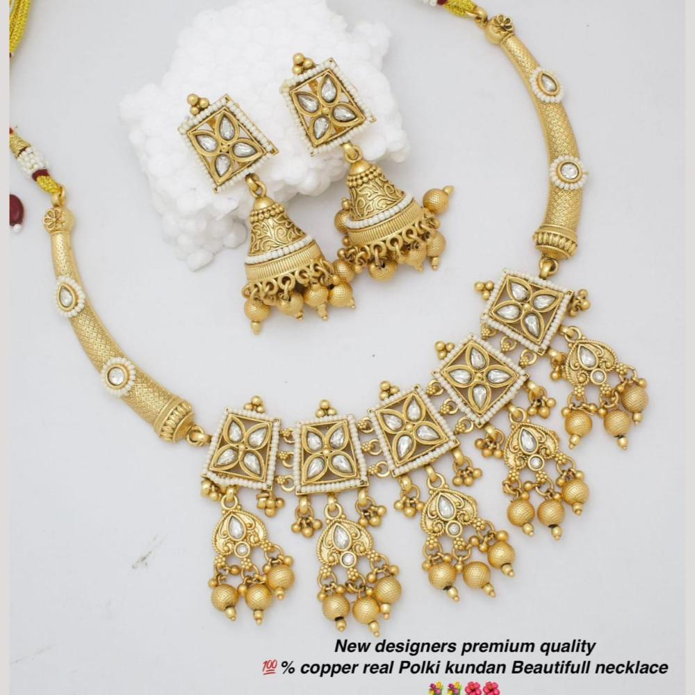 Manisha Jewellery Gold Plated Pota Stone And Ghungroo Necklace Set