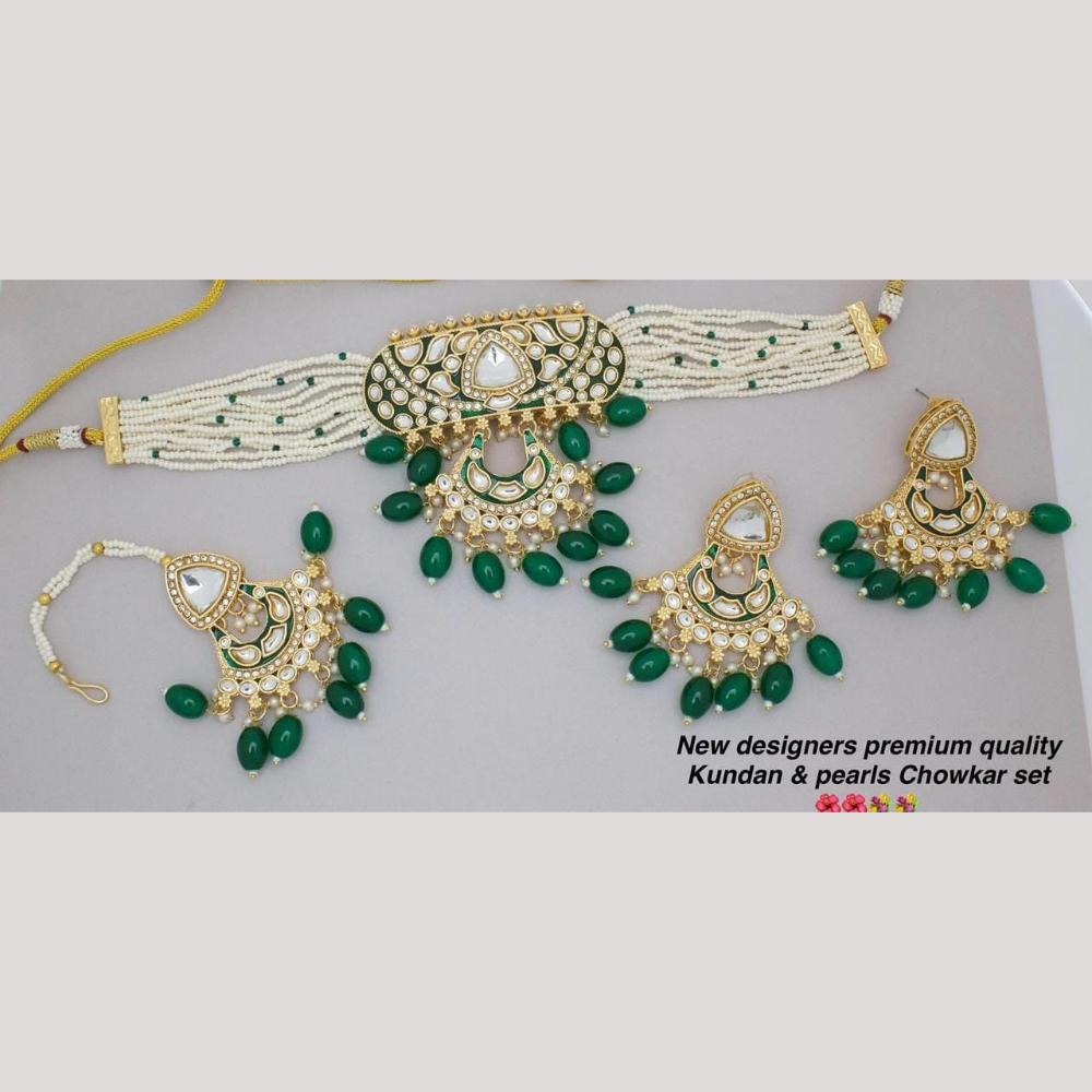 Manisha Jewellery Gold Plated Kundan Stone And Beads Choker Necklace