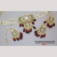 Manisha Jewellery Gold Plated Kundan Stone And Beads Choker Necklace
