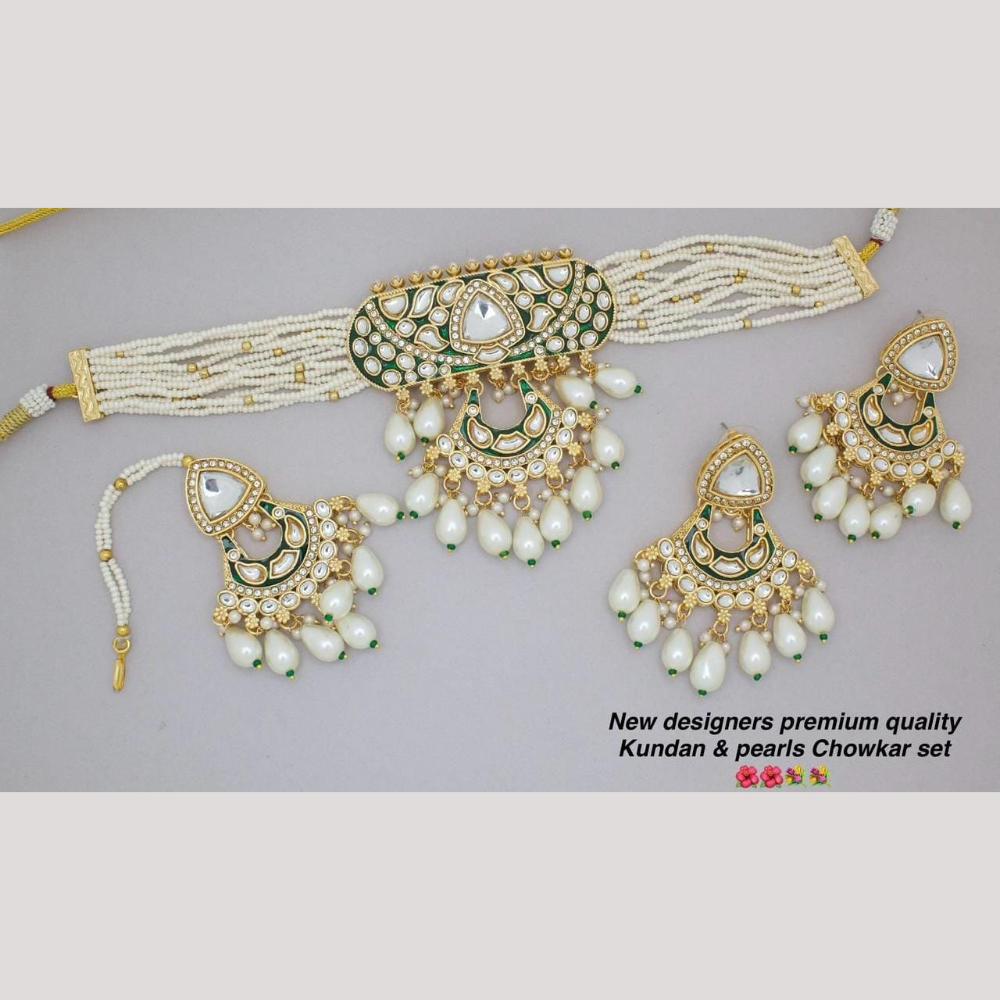Manisha Jewellery Gold Plated Kundan Stone And Beads Choker Necklace