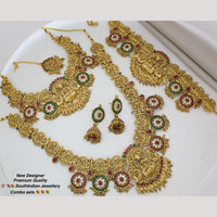 Manisha Jewellery Gold Plated Pota Stone And Temple Bridal Necklace Set