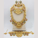 Manisha Jewellery Gold Plated Pota Stone And Temple Bridal Necklace Set