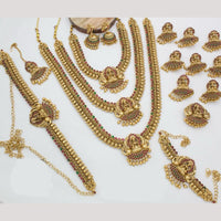 Manisha Jewellery Gold Plated Pota Stone And Temple Bridal Necklace Set