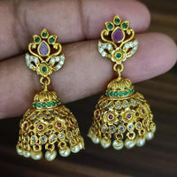 Manisha Jewellery Gold Plated Pota Stone And Pearls Jhumki Earrings