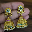 Manisha Jewellery Gold Plated Pota Stone And Pearls Temple Jhumki Earrings