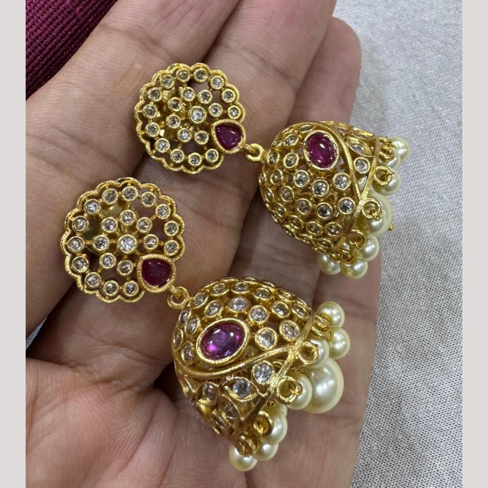 Manisha Jewellery Gold Plated Austrian Stone And Pearls Jhumki Earrings