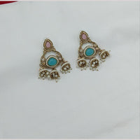 Manisha Jewellery Gold Plated Pota Stone And Pearl Jhumki Earrings
