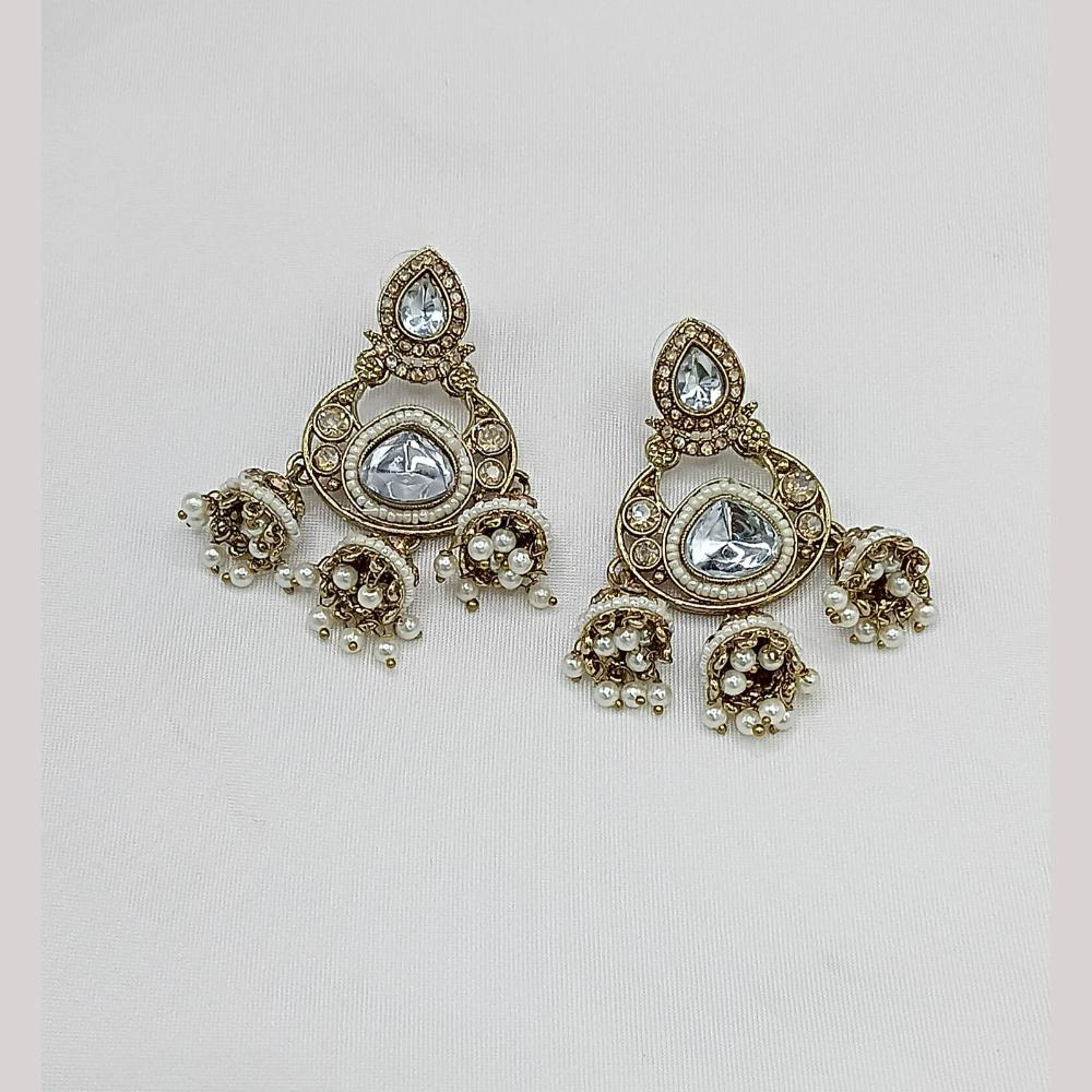Manisha Jewellery Gold Plated Pota Stone And Pearl Jhumki Earrings