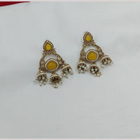 Manisha Jewellery Gold Plated Pota Stone And Pearl Jhumki Earrings