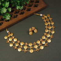 Manisha Jewellery Gold Plated Pota Stone Necklace Set