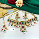 Manisha Jewellery Gold Plated Pota Stone And Pearl Necklace Set