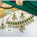 Manisha Jewellery Gold Plated Pota Stone And Pearl Necklace Set