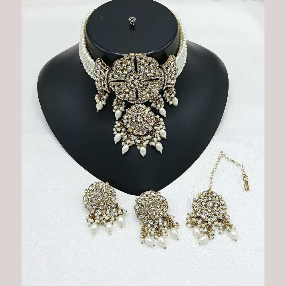Manisha Jewellery Gold Plated Kundan And Austrian Stone Choker Necklace Set