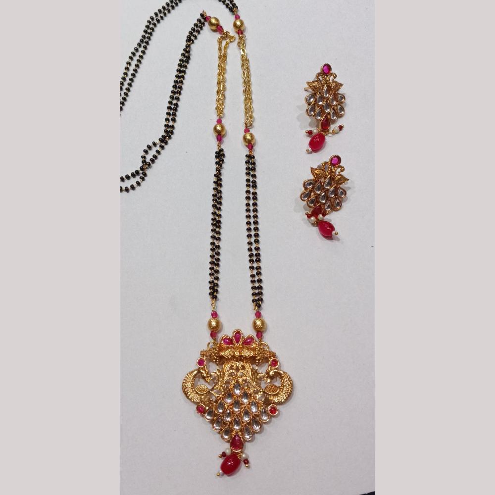 Manisha Jewellery Royal Aura Gold Plated Pota Stone Mangalsutra Set