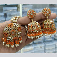 Manisha Jewellery Gold Plated Crystal Stone And Beads Jhumki Earrings With Maangtikka