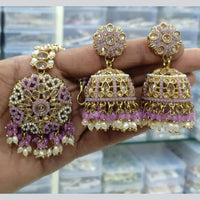 Manisha Jewellery Gold Plated Crystal Stone And Beads Jhumki Earrings With Maangtikka