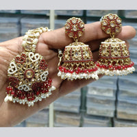 Manisha Jewellery Gold Plated Crystal Stone And Beads Jhumki Earrings With Maangtikka