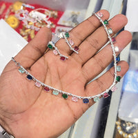 Manisha Jewellery Silver Plated American Diamond Necklace Set