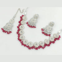 Manisha Jewellery Silver Plated Crystal Stone Beads And Pearl Necklace Set