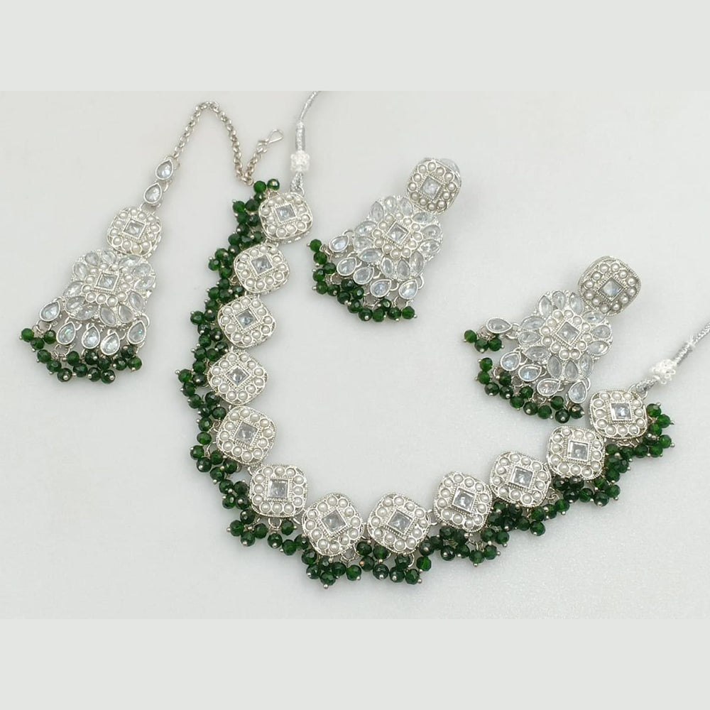 Manisha Jewellery Silver Plated Crystal Stone Beads And Pearl Necklace Set