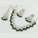 Manisha Jewellery Silver Plated Crystal Stone Beads And Pearl Necklace Set