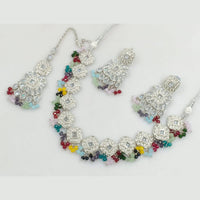 Manisha Jewellery Silver Plated Crystal Stone Beads And Pearl Necklace Set