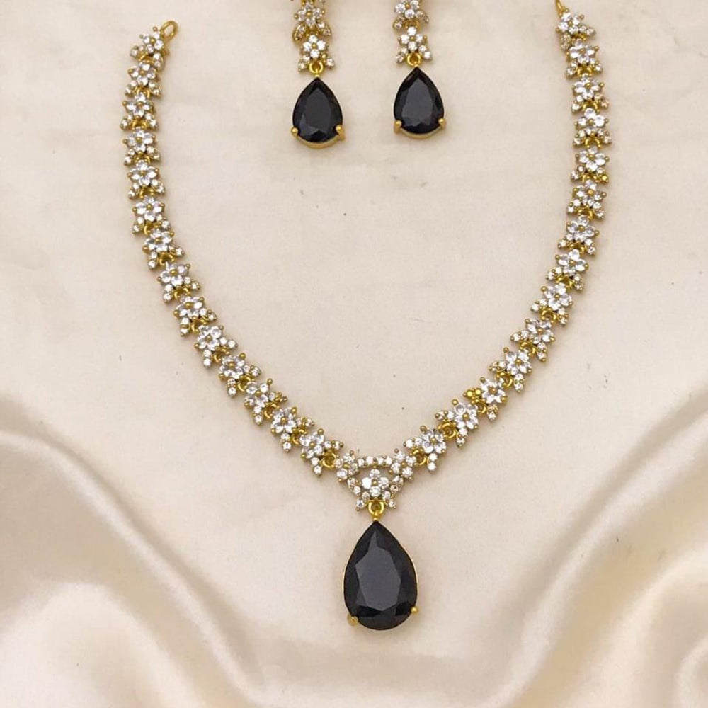 Manisha Jewellery Gold Plated American Diamond Necklace Set