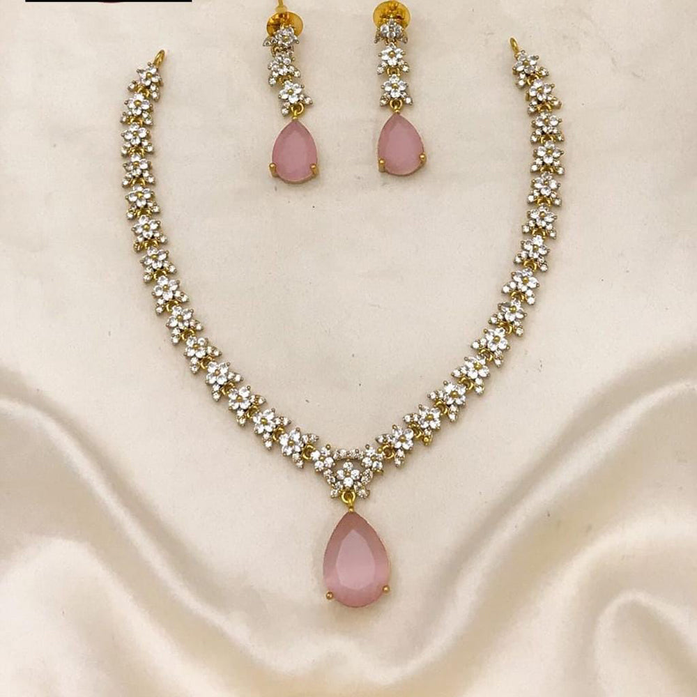 Manisha Jewellery Gold Plated American Diamond Necklace Set
