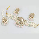 Manisha Jewellery Gold Plated Pota Stone And Pearls Choker Necklace Set