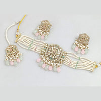 Manisha Jewellery Gold Plated Pota Stone And Pearls Choker Necklace Set