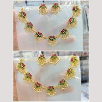 Manisha Jewellery Gold Plated Pota Stone And Pearl  Necklace Set