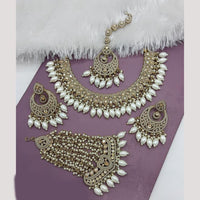 Manisha Jewellery Gold Plated Austrain Stone And Pearls Necklace Set