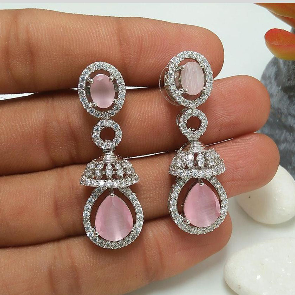 Manisha Jewellery Silver Plated AD Stone Jhumki Earrings