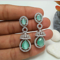 Manisha Jewellery Silver Plated AD Stone Jhumki Earrings